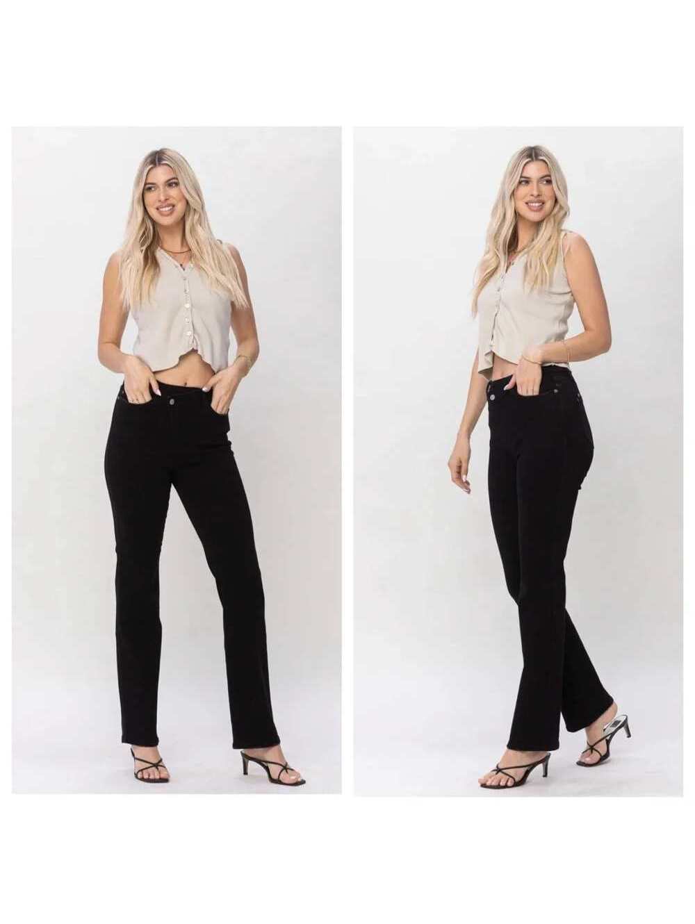 Judy Blue Black Crossover Asymmetrical Waistband Dad Jeans Size 16W Stretch